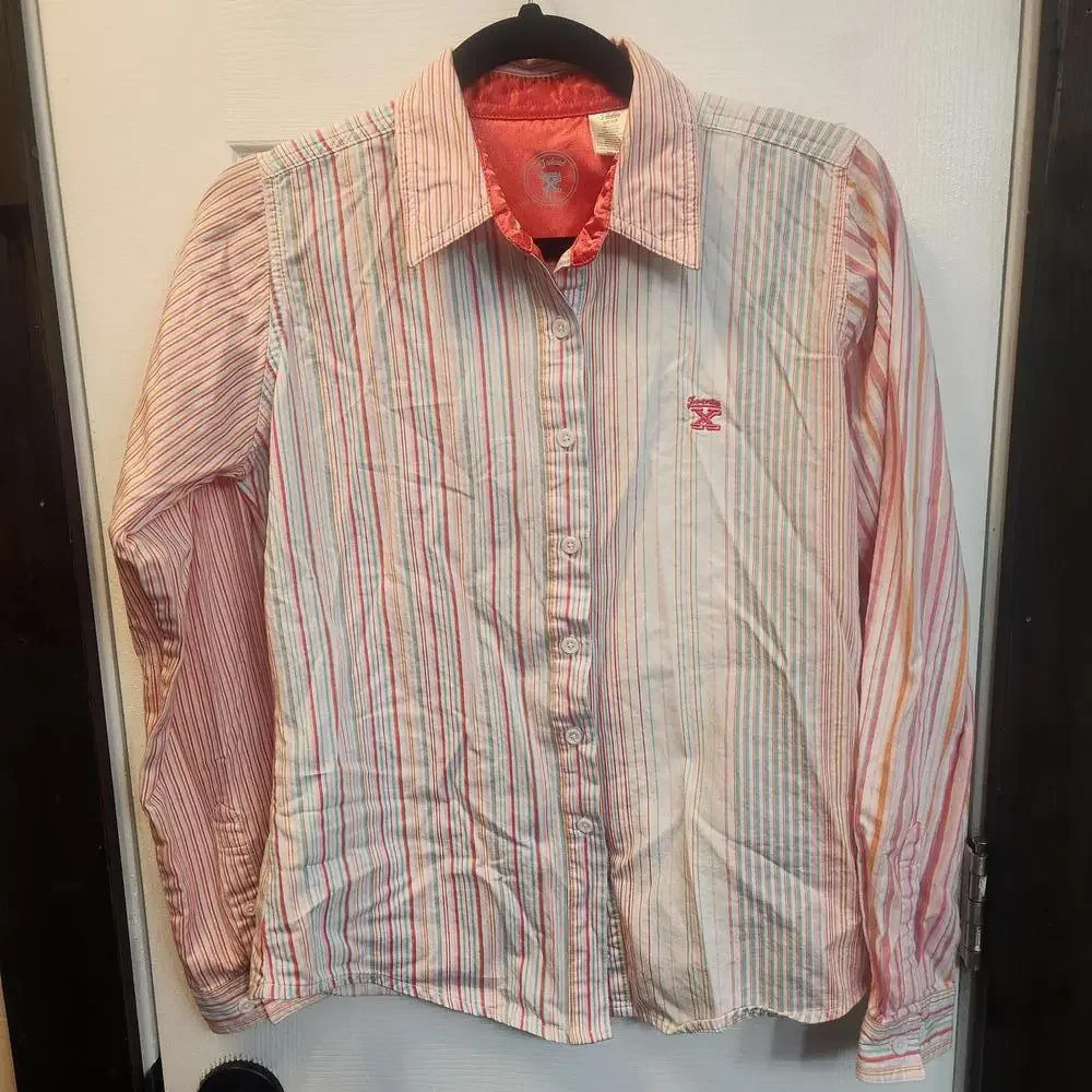 Twenty X Women's Striped Multi-Pattern Tailored Fit Button-Up Shirt Size Small